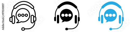 Support headset icon vector
