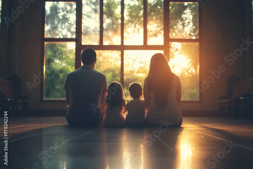 Family praying worship believe, Religion concept.	