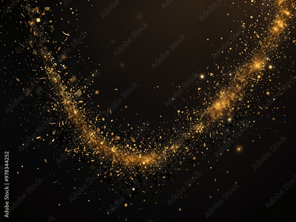 Scattered golden particles against a dark backdrop. Scattered golden particles against a dark backdrop.