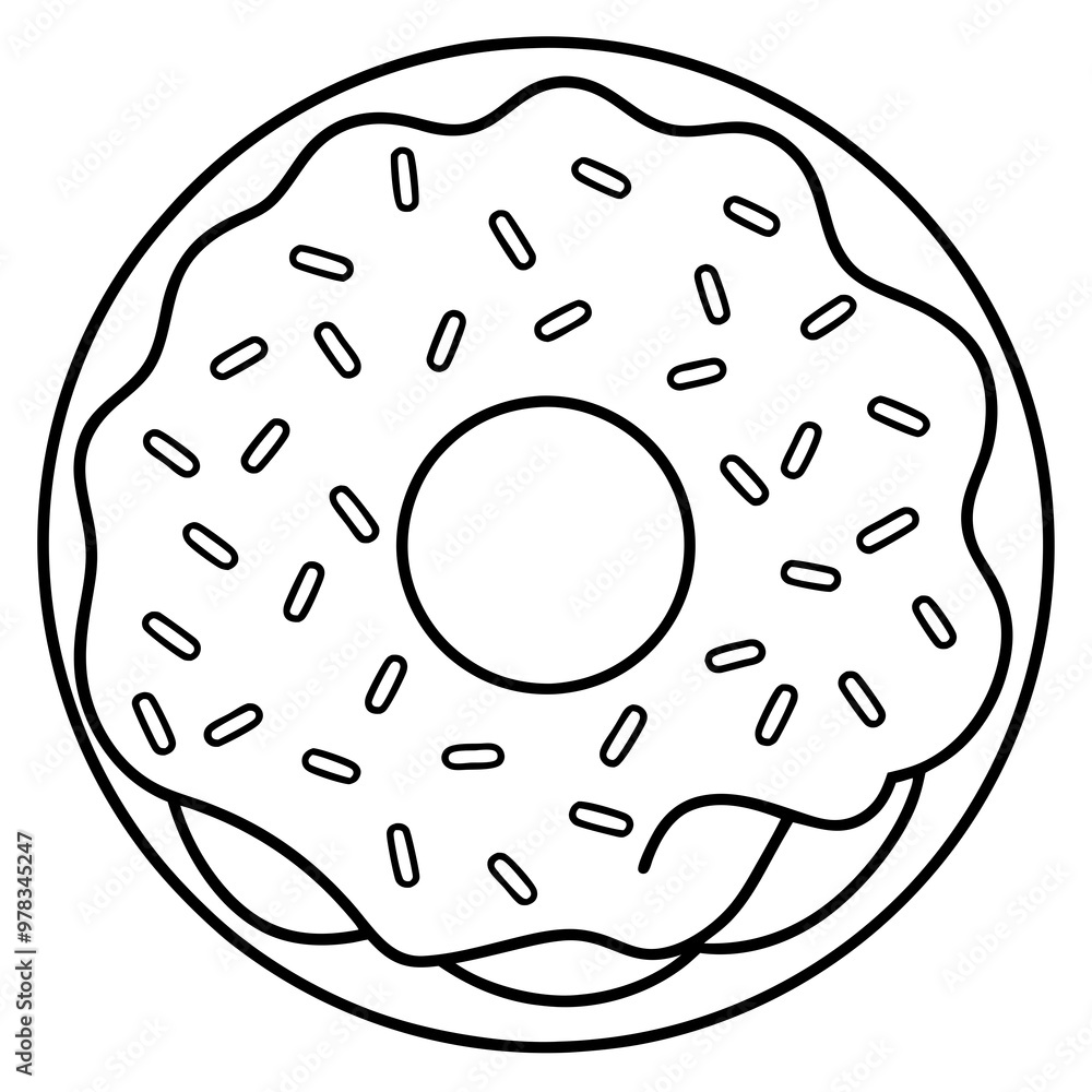 Donut line art vector illustration Donut line art vector illustration