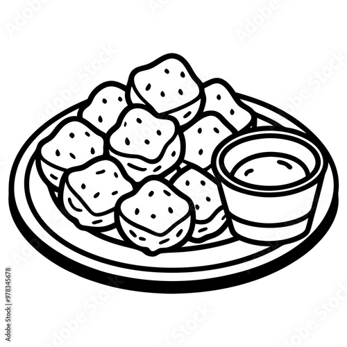 Line art of chicken nuggets. Vector illustration 
