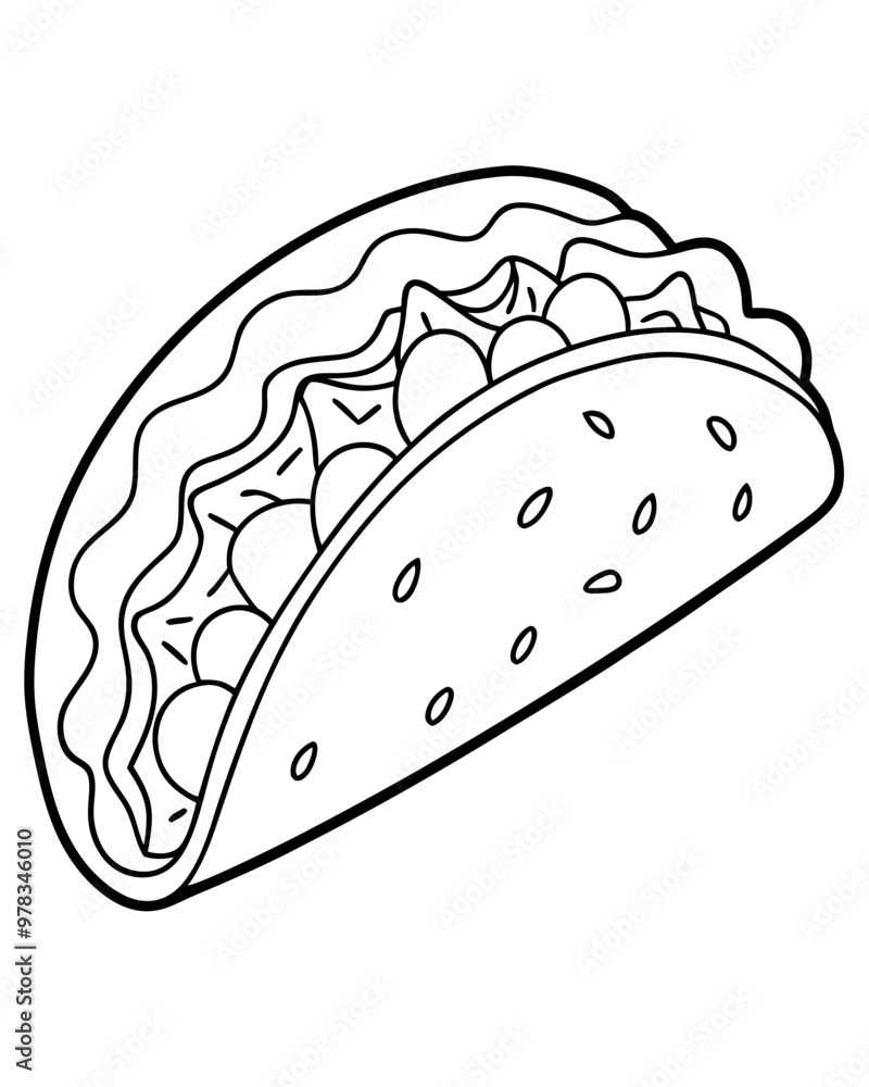 Taco line art vector illustration Taco line art vector illustration