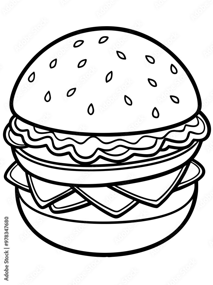 hamburger line art on white background hamburger line art on white background