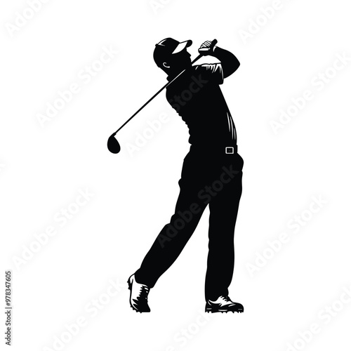 golf player silhouette vector