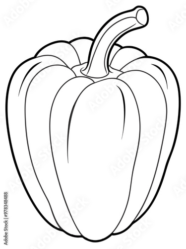 Line art of a bell peppers 