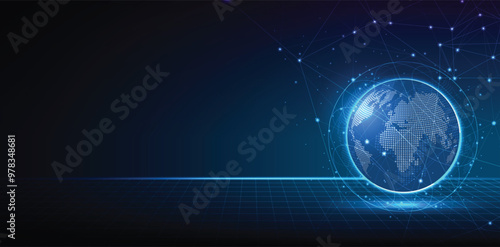 Global 5G network wireless systems and internet technology concept. smart city communication network. 5G wireless mobile internet wifi connection data concept. vector.