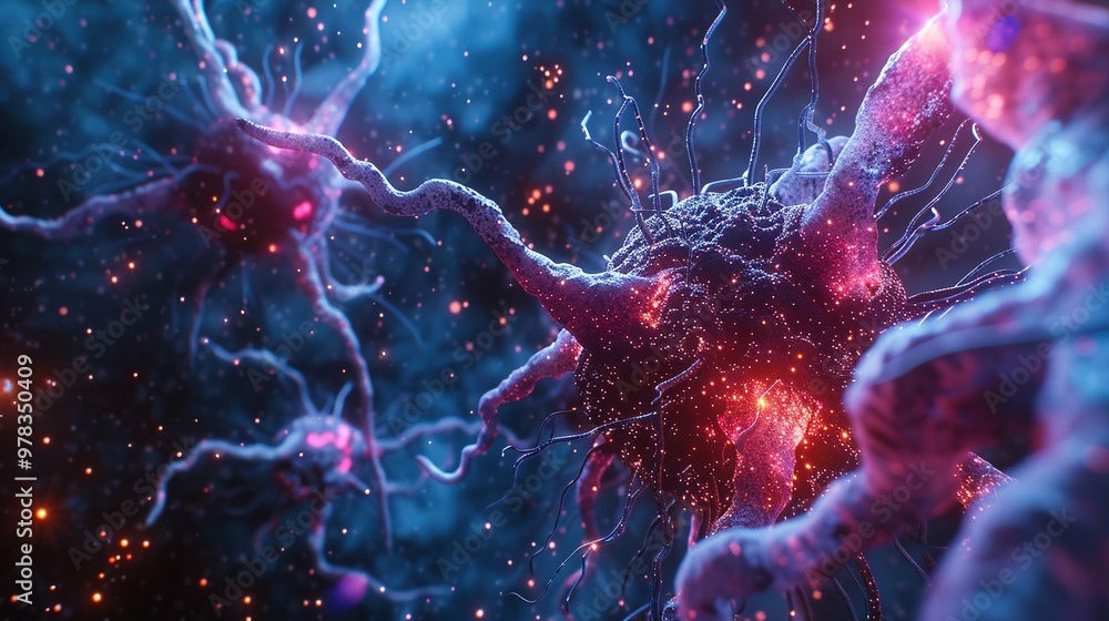 3D Rendering of a Biology Nerve Cell with Biomedicine Concept 3D Rendering of a Biology Nerve Cell with Biomedicine Concept