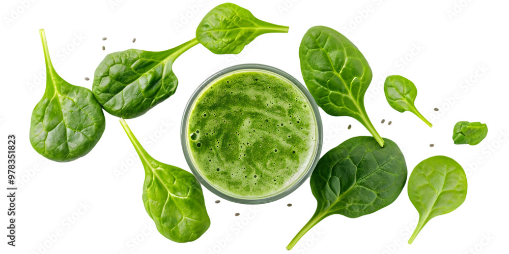 Fresh Spinach Smoothie on Transparent Background Fresh Spinach Smoothie on Transparent Background