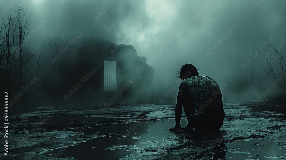 Fototapeta premium person in the mist