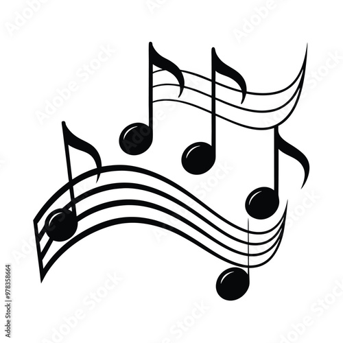 This music notes wave melody vector illustration beautifully captures the dynamic flow of music, ideal for concert posters, digital art, music-themed designs, and creative projects.