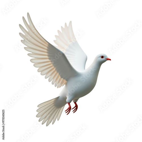 Flying dove isolated on transparent background