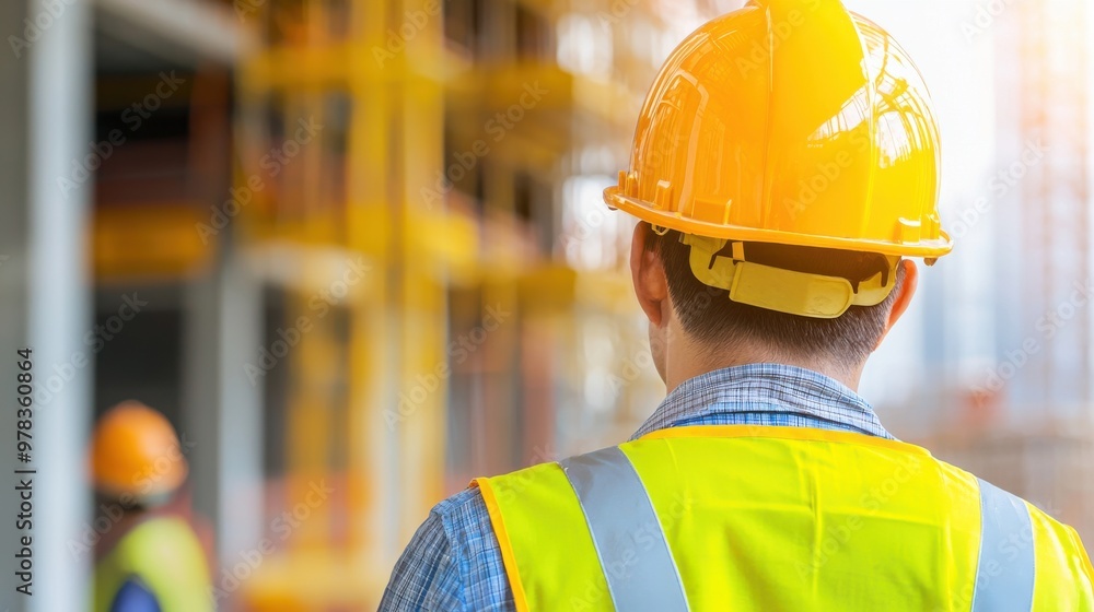 A construction worker in a safety helmet observes a building site, highlighting the importance of safety in the construction industry. A construction worker in a safety helmet observes a building site, highlighting the importance of safety in the construction industry.