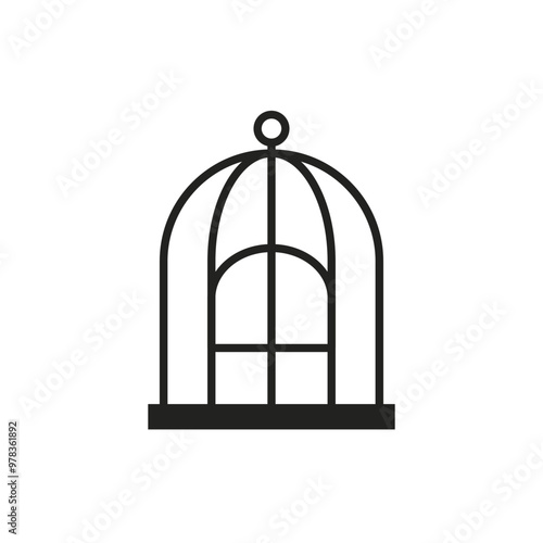 Bird cage icon, Vector isolated simple line illustration