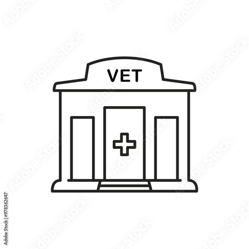 Veterinary clinic building vector line icon. Vet symbol in flat style on white background