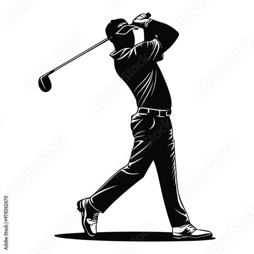 golf player silhouette vector