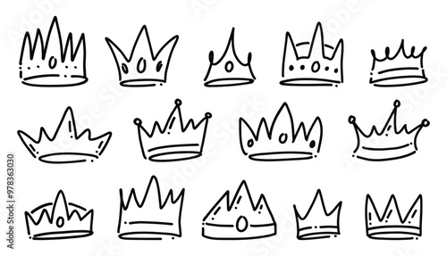 PrintHand Drawn Crown Scribble Doodle Collection