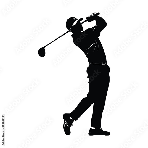 golf player silhouette vector