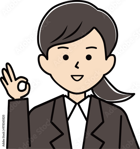 OKをするスーツ姿の女性