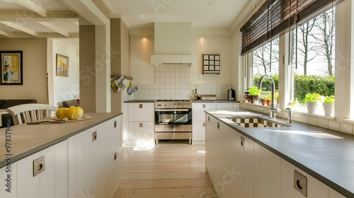 White Counters and Oven: Interior Design of a Modern Kitchen