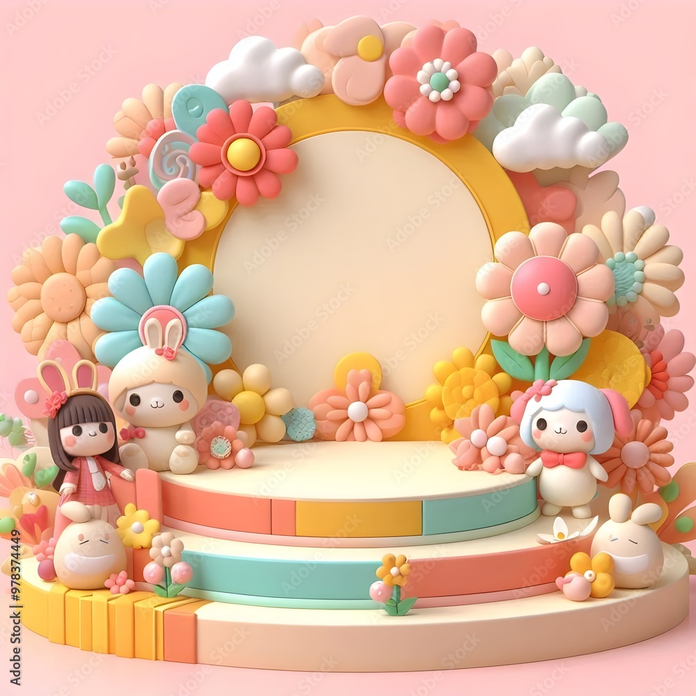 Obraz premium 3D decorative arrangement with flowers for children