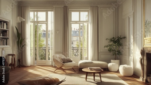 Elegant Living Room with French Windows