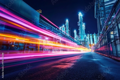 Night view of an industrial...