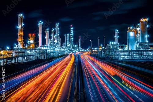 Night view of an industrial...
