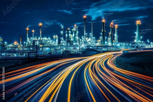 Night view of an industrial...