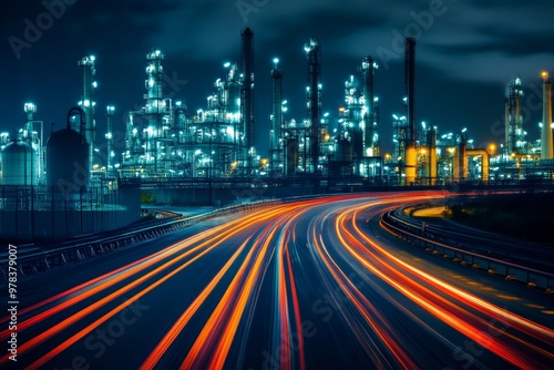 Night view of an industrial...