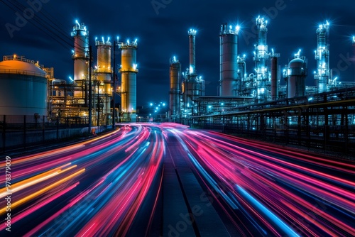 Night view of an industrial...