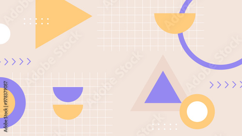 Abstract geometric background with pastel shapes and patterns in a minimalist design style. . Ideal for modern design projects, this minimalist artwork conveys a sense of simplicity and creativity