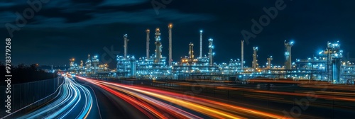 Night view of an industrial...