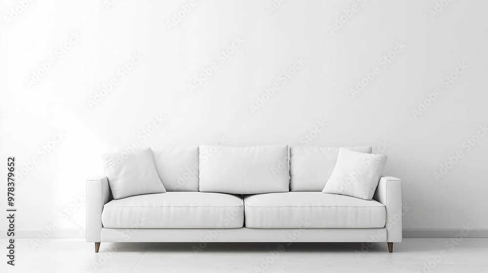 Minimalist White Sofa Against a Clean White Wall Minimalist White Sofa Against a Clean White Wall