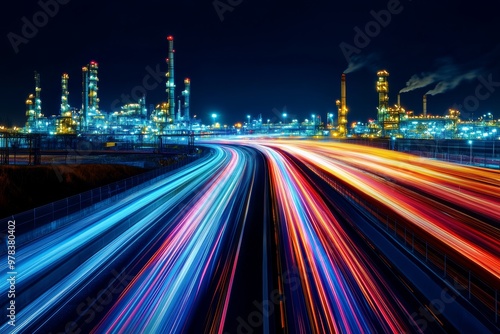 Night view of an industrial...