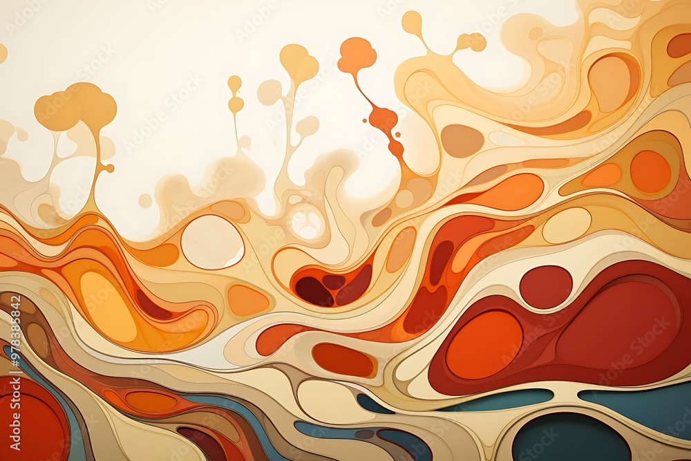Abstract design featuring flowing shapes and warm colors. Abstract design featuring flowing shapes and warm colors.