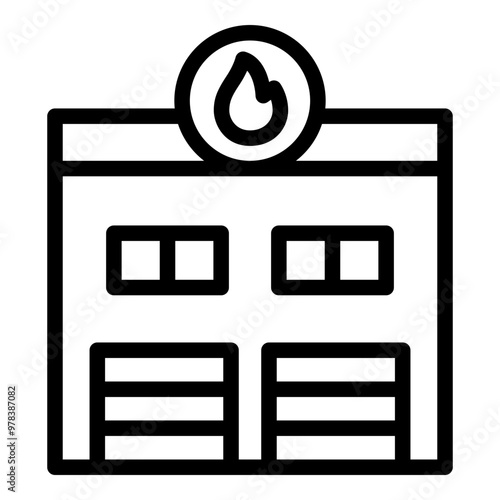 Fire station icon. Vector line icon