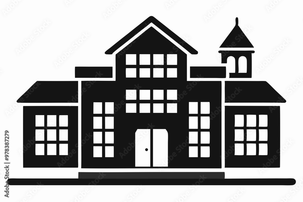 School building silhouette vector, university icon symbol
School building silhouette vector, university icon symbol