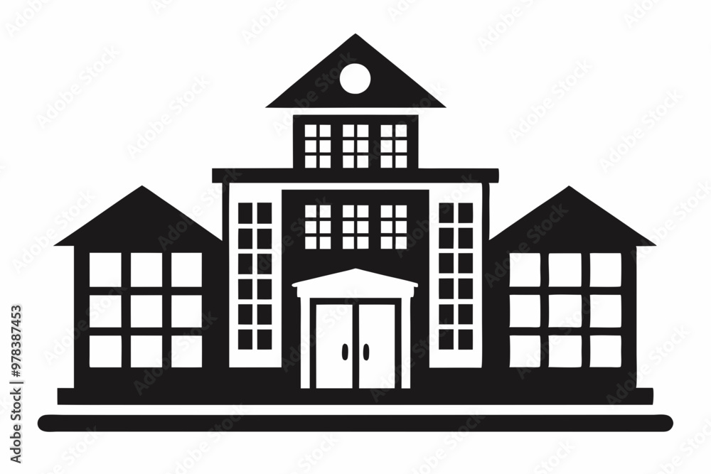 School building silhouette vector, university icon symbol
School building silhouette vector, university icon symbol
