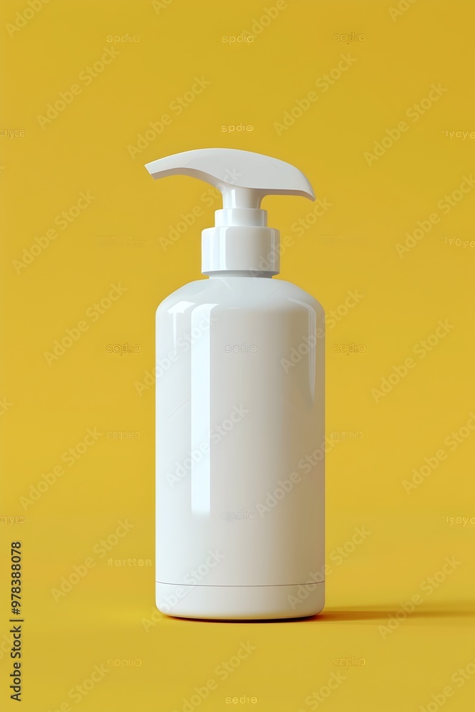 White empty plain lotion soap bottle Mock up on minimal yellow background product display HD, Banner background White empty plain lotion soap bottle Mock up on minimal yellow background product display HD, Banner background