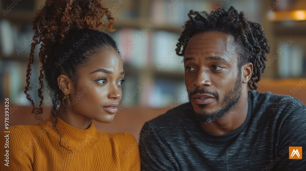 A Couple Having a Serious Conversation in a Cozy Setting - Anxiety A Couple Having a Serious Conversation in a Cozy Setting - Anxiety