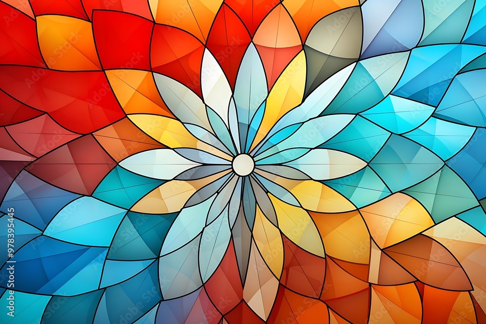 Obraz premium A vibrant, abstract design featuring colorful, overlapping shapes.