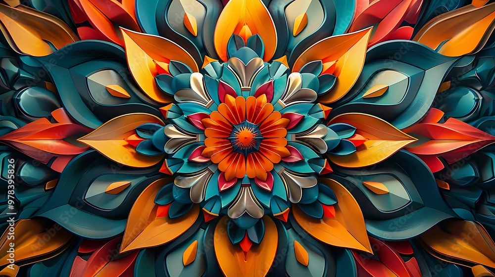 A vibrant, abstract floral design featuring intricate patterns and colors. A vibrant, abstract floral design featuring intricate patterns and colors.