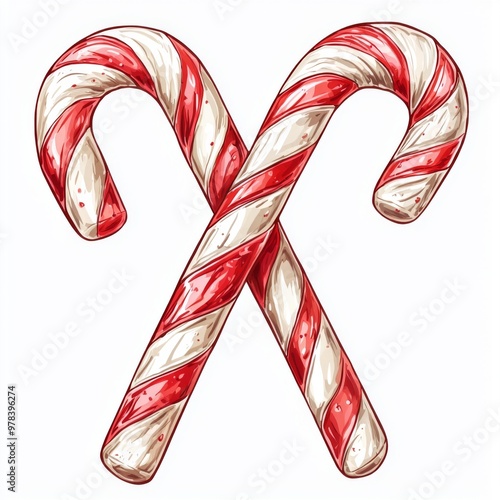 Christmas candy canes crossed