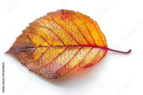 A vibrant autumn leaf showcasing shades of orange and yellow.