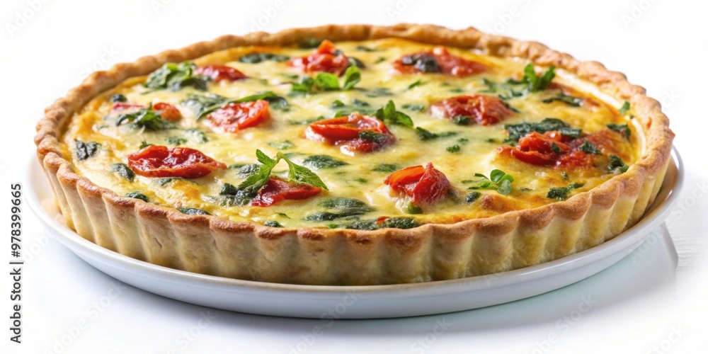 Delicious plate of quiche isolated on background, quiche, savory, brunch, food, meal, breakfast, gourmet, French, cuisine Delicious plate of quiche isolated on background, quiche, savory, brunch, food, meal, breakfast, gourmet, French, cuisine