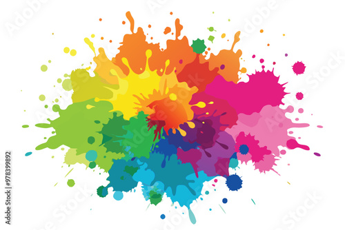 Colorful Ink Splash & Paint Splatter Burst Illustration on white background.