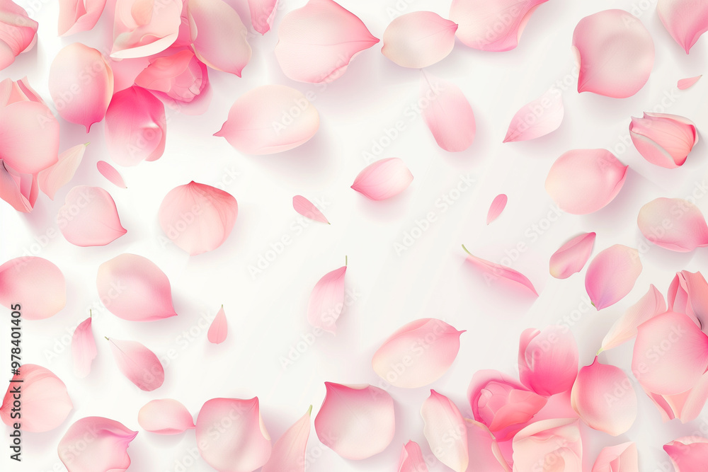 Elegant pink lotus petals with white background and realistic design elements Elegant pink lotus petals with white background and realistic design elements
