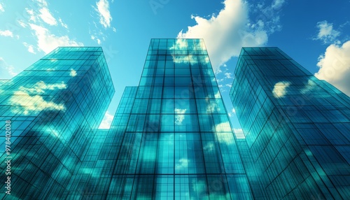 Wallpaper Mural Glass Facade of Modern Skyscrapers Reflecting Clouds Torontodigital.ca