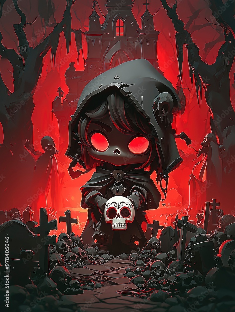 Grim Reaper Child in Cemetery Grim Reaper Child in Cemetery