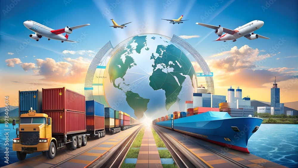 The freight forwarding companies of the future and their customers will bring together multi-sector deliveries, business logistics, and transportation concept The freight forwarding companies of the future and their customers will bring together multi-sector deliveries, business logistics, and transportation concept